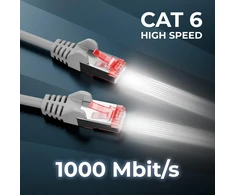 Deleycon Cat6 Patch kabelis S-ftp/pimf (įvairių spalvų) Cat. 6 tinklo kabelis. Ethernet tinklo kabelis [250 – 25 m] dvigubo ekranavimo, pilkas