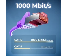 Deleycon Cat6 S-ftp/pimf Patch kabelis (įvairių spalvų) Cat. 6 tinklo kabelis. Ethernet tinklo kabelis [250–25 m] dvigubo ekranavimo, 1 m, violetinė / alyvinė