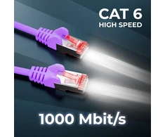 Deleycon Cat6 S-ftp/pimf Patch kabelis (įvairių spalvų) Cat. 6 tinklo kabelis. Ethernet tinklo kabelis [250–25 m] dvigubo ekranavimo, 1 m, violetinė / alyvinė
