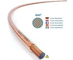 Deleycon Garsiakalbių kabelis 10m, 2x2.5mm², Ofc varis, skaidrus