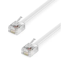 Deleycon telefono kabelis Rj11 modulinis kabelis 99% vario Awg 28 6p4c Western kabelis Rj11 į Rj11 jungtis plokščias kabelis telefono lizdas modemas maršrutizatorius faksas Isdn Dsl Vdsl internetas baltas 50 m