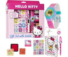 Dėlionė Hello Kitty dienoraštis mergaitei su užraktu, skaitmeninis laikrodis su raštinės reikmenų rinkiniu, antspaudų rašikliai, vaikiški laikrodžiai, dovanos mergaitėms