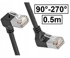 Delock Patchcord Kat.6a Pimf ekranuotas Rj45-rj45 1:1 kampinis 90st-270st 0.5m