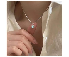 Dervivea boho moonstone širdies chokeris vėrinys opalo moonstone pakabukas vėrinys meilės širdies vėrinio grandinėlė sidabrinė opalito širdies grandinėlė papuošalai moterims (vieno sluoksnio)