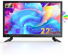 Desobry 22" mažas televizorius 1080p su integruotu dvd grotuvu, mini televizorius su integruotu dvb-t2 imtuvu, su antena, hdmi/usb/av įvestis - 12v tv dvd combo kemperiams, virtuvėms ir mažoms erdvėms