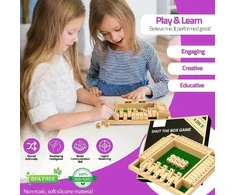 Deuxyu shut the box 4 žaidėjams, medinis kauliukų žaidimas su 8 kauliukais, tradicinis kauliukų žaidimas suaugusiems ir vaikams, šeimos žaidimai, smagus žaidimas, stalo kauliukų žaidimo žaislas
