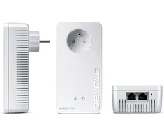 Devolo Magic 2 Wifi 6 (ax) Starter Kit: 2 x Cpl Wifi adapteriai, Gigogne lizdas (2400 Mb/s, 3 x Gigabit Ethernet prievadai, Mesh), idealiai tinka nuotoliniam darbui, žaidimams, transliacijai, prancūziškas lizdas