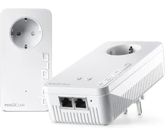 Devolo Magic 2 Wifi 6 Starter Kit, Wlan Powerline adapteris, iki 2400 Mbit/s, Mesh Wlan lizdas, 2x Gigabit Lan, prieigos taškas, Dlan 2.0, baltas