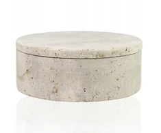 Dėžutė iš travertino, akmuo, elegantiška talpykla, dekoracija 20 cm