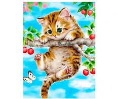 Diamond painting deimantinis siuvinėjimas mozaika kabantis kačiukas 35x45 cm 5d rinkinys