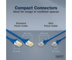 Digitus Cat 6a tinklo kabelis 0.5m Slim F/ftp Lszh Mėlynas 10gbps