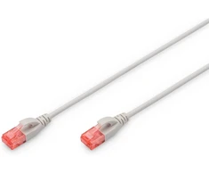 Digitus Lan kabelis Cat 6 – 1 m – Slim – Rj45 tinklo kabelis – Utp neekranuotas – suderinamas su Cat-6a – pilkas