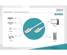 Digitus Lan kabelis Cat 6 – 1 m – Slim – Rj45 tinklo kabelis – Utp neekranuotas – suderinamas su Cat-6a – pilkas