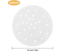 Dim sum popierius, 200 vienetų popierius garintuvui, perforuotas kepimo popierius