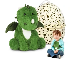 Dino minkštas žaislas kiaušinyje - pliušinis dinozauras, minkštas pliušinis žaislas kūdikiams, bedantis minkštas žaislas - velykų dovana berniukams ir mergaitėms