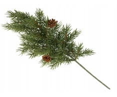 Dirbtinė eglės šaka su kankorėžiais, 47 cm