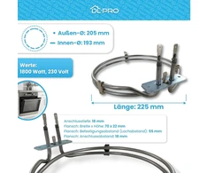Dl-pro kaitinimo elementas karšto oro šildytuvas 1800 w 230 v, skirtas beko blomberg 262900063 262900074 kaneta 3118 orkaitei