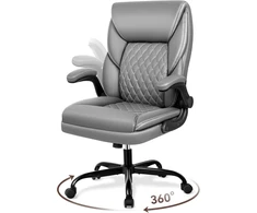 Dochair ergonomiška biuro kėdė su siūbavimo funkcija, reguliuojamo aukščio rašomojo stalo kėdė, dirbtinė oda, 150 kg, pilka