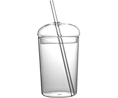 Doitool stiklinė su dangteliu ir šiaudeliu, 443 ml burbulinės arbatos puodelis su šiaudeliu maisto sultims, kavai, kokteiliams, arbatai, uogienei, skaidri geriamojo stiklinė su dangteliu