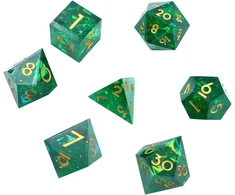Dollatek prabangus permatomas dnd dnd kauliukų rinkinys poliedriniai rpg kauliukai dados rol d4 d6 d8 d10 d12 d20 kauliukų rinkinys - žalias