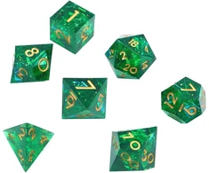 Dollatek prabangus permatomas dnd dnd kauliukų rinkinys poliedriniai rpg kauliukai dados rol d4 d6 d8 d10 d12 d20 kauliukų rinkinys - žalias