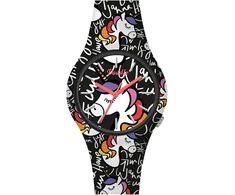 Doodle Watch moteriškas laikrodis Graphics Mood Unicorn su silikoniniu dirželiu, 35 mm, Do35026