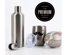 Dovana jam | Mr &amp; Mrs puodelis + termosas | Nerūdijančio plieno originalus ir naudingas premium rinkinys dovanų dėžutėje poroms, meilės dovana moterims, vyrams, gimtadienio dovanų idėjos