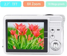 Dpofirs Skaitmeninė vaizdo kamera, Full Hd 1080p vaizdo įrašymo įrenginys, įkraunama 2,7 colio kišeninė kamera, įmontuotas mikrofonas, kitos scenos pradedantiesiems (sidabrinė)