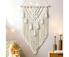 Dremisland boho macramé sienos dekoracija geometrinis austas gobelenas smėlio spalvos medvilninis gobelenas sienų menas gobeleno kutai gobelenas sienos dekoracija miegamajam svetainei