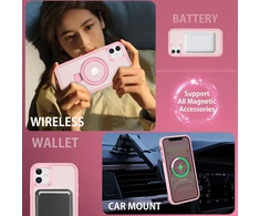 Duedue mag-safe dėklas, skirtas iphone 11, mobiliojo telefono dėklas su nematoma atrama [suderinamas su magsafe] apsauginis, atsparus smūgiams, skaidrus žiedas vyrams ir moterims, skirtas iphone 11 6.1 colio rožinis