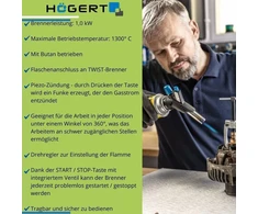 Dujinis degiklis Högert Technik, 1300°c, 360° kampas