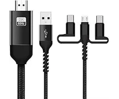 Duobagma 3 viename usb c į hdmi suderinamas kabelis 2k 60hz micro usb type-c į hdmi adapterio keitiklis usb 5v maitinimo šaltinis