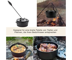 Dutch Oven dangčio keltuvas, dangčio keltuvas, rankenos kabliukas, ugnies puodo dangčio keltuvas, virtuvės reikmenys, skirtas lauko puodo keltuvui, skirtas Bbq, ugnies puodams, virimo puodui, stovyklavimui, ketiniams puodams, 26 cm