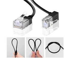 Dutevolns Itin plonas Cat 6 ethernet kabelis 90° žemyn kampu 1 m, lankstus plonas rj45 cat 6a lan kabelis gigabitinis, skirtas pc, maršrutizatoriui, ps4/5, (juodas)