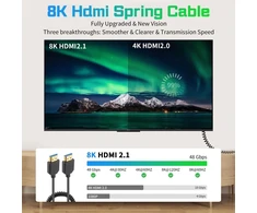 Duttek 8k Hdmi 2.1 kabelis 2.5 m, Hdmi į Hdmi kabelis 48 Gbps, itin plonas Hdmi Male to Male kabelis palaiko 8k @ 60hz, 4k @ 120hz, suderinamas su Tv, monitoriumi, kompiuteriu, XBOX, nešiojamuoju kompiuteriu