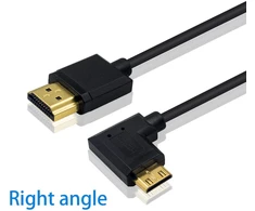 Duttek Mini Hdmi į Standard Hdmi kabelis, Mini Hdmi į Hdmi spiralinis kabelis, itin plonas Hdmi Male į Mini Hdmi Male, palaiko 4k Ultra Hd, 1080p, 3d (hdmi 2.0) (1.2m) (stačiu kampu)