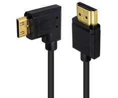 Duttek Mini Hdmi į Standard Hdmi kabelis, Mini Hdmi į Hdmi spiralinis kabelis, itin plonas Hdmi Male į Mini Hdmi Male, palaiko 4k Ultra Hd, 1080p, 3d (hdmi 2.0) (1.2m) (stačiu kampu)