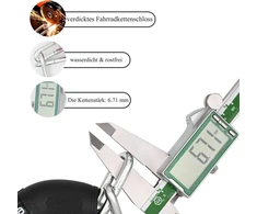 Dviračio spyna, dviračio grandininė spyna su skaičiais ir aukštu saugumo lygiu, 5 skaitmenų kodo kombinacijos spyna, grūdinto plieno grandinės jungtys, vandeniui atsparus slaptažodis, kurį galima nustatyti iš naujo (juoda)