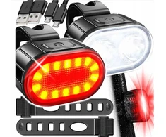 Dviračio žibintai priekinis ir galinis led usb įkraunamas komplektas