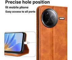Eassgu Mobiliojo telefono dėklas, skirtas Poco F7 Pro (6.67 colio) atverčiamas dėklas iš Pu odos su magnetiniu užsegimu, apsauginis dėklas, [3 kortelių lizdai] [1 piniginė] stovas - ruda