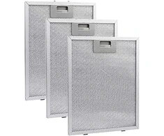 Easybymall metalinis riebalų filtras gartraukiui, 3 vnt. metalinių tinklelių gartraukio filtrų virtuvės gartraukiui, gartraukio filtras, sidabrinis, palaiko oro cirkuliaciją, 310 x 250 x 9 mm