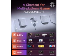Easysmx X20 belaidis valdiklis Pc su Rgb, bluetooth valdiklis su 2 viename trigeriu ir nuimama hall svirtimi bei mechaniniais mygtukais, 6 ašių giroskopas, suderinamas su Pc/switch/mobiliuoju telefonu, baltas