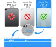 Eazy Case - apsauginis dėklas su rašiklio laikikliu, skirtas ipad air 13 colių m3 (2025) dėklui, 13 colių dėklas su rašiklio laikikliu, planšetinio kompiuterio dangtelis, jutiklinis rašiklis, išmanusis dėklas, stovas, atverčiamas dėklas, automatinis miego