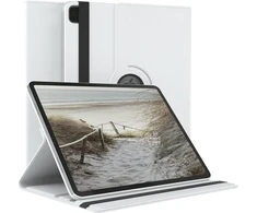 Eazy Case - Tabletės dėklas, skirtas Ipad Pro 6th Generation 2022, apsauginis dėklas 12.9 colių, išmanusis viršelis, planšetinio kompiuterio dėklas, pasukamas dėklas, atverčiamas dėklas 360° pasukimas su stovo funkcija, dėklas iš dirbtinės odos, baltas