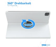 Eazy Case - Tabletės dėklas, skirtas Ipad Pro 6th Generation 2022, apsauginis dėklas 12.9 colių, išmanusis viršelis, planšetinio kompiuterio dėklas, pasukamas dėklas, atverčiamas dėklas 360° pasukimas su stovo funkcija, dėklas iš dirbtinės odos, baltas
