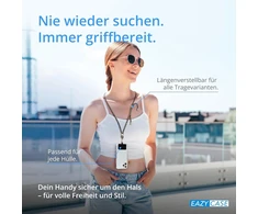 Eazy Case Universalus mobiliojo telefono grandinėlė, tinkama visiems išmaniesiems telefonams, grandinėlė pakabinimui, dėklas su virvele, išmaniojo telefono grandinėlė kelionėms, mobiliojo telefono dirželis, gali būti derinama su bet kokiu dėklu, rožinė