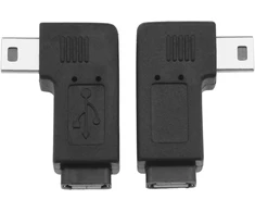 Ecsing 2 mini usb 5 kontaktų kištukų į micro usb lizdą adapterių pakuotė, 90 laipsnių kairės dešinės kampu įkraunamas ir duomenų perdavimo kištuko keitiklio adapteris