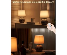 Egobasic Keraminė stalinė lempa, akumuliatorinė stalinė lempa, įkraunama su nuotolinio valdymo pulteliu, maža belaidė stalinė lempa su laikmačiu, pritemdoma, 12 Rgb spalvų, stalinė lempa valgomojo stalui, svetainei, miegamajam