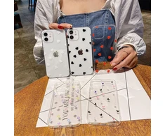 Einaily dėklas, skirtas iphone 16 pro max, krištolo skaidrumo telefono dėklas, madingas ir stilingas raštas, itin plonas tpu silikoninis širdelės formos rėmelis, atsparus smūgiams ir įbrėžimams apsauginis dėklas, skirtas iphone 16 pro max