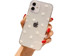Einaily dėklas, skirtas iphone 16 pro max, krištolo skaidrumo telefono dėklas, madingas ir stilingas raštas, itin plonas tpu silikoninis širdelės formos rėmelis, atsparus smūgiams ir įbrėžimams, apsauginis dėklas, skirtas iphone 16 pro max